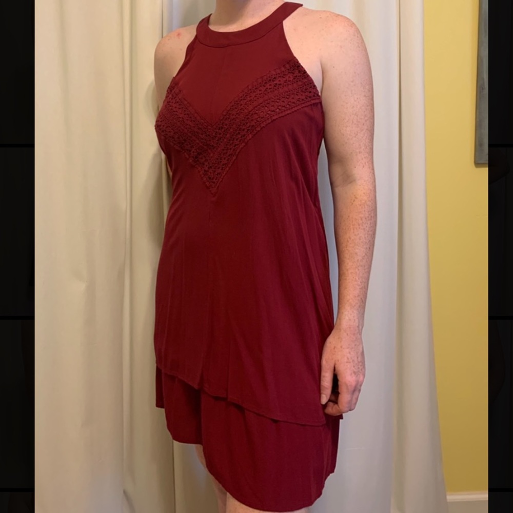 Miss Loves Burgundy silk dress